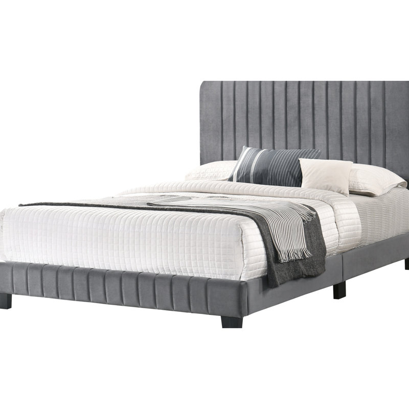 Confortable grand lit gris pour une nuit de détente - Structure, taille de conception moderne et fabrication de sommeil solide, conception, option d'assemblage rapide