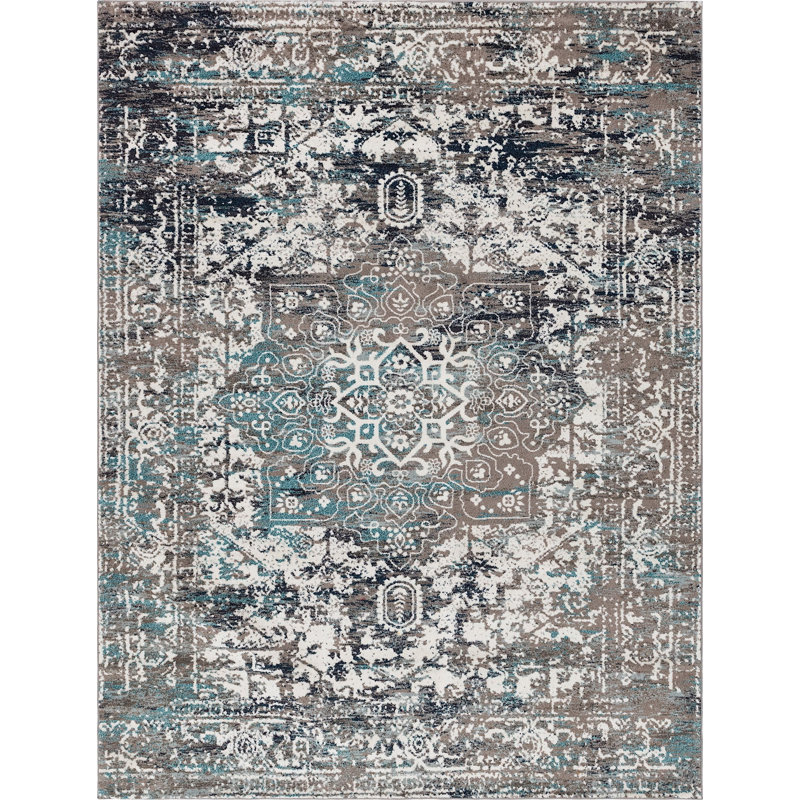Tapis oriental gris Inesse, Rectangle 9 pi x 12 pi
