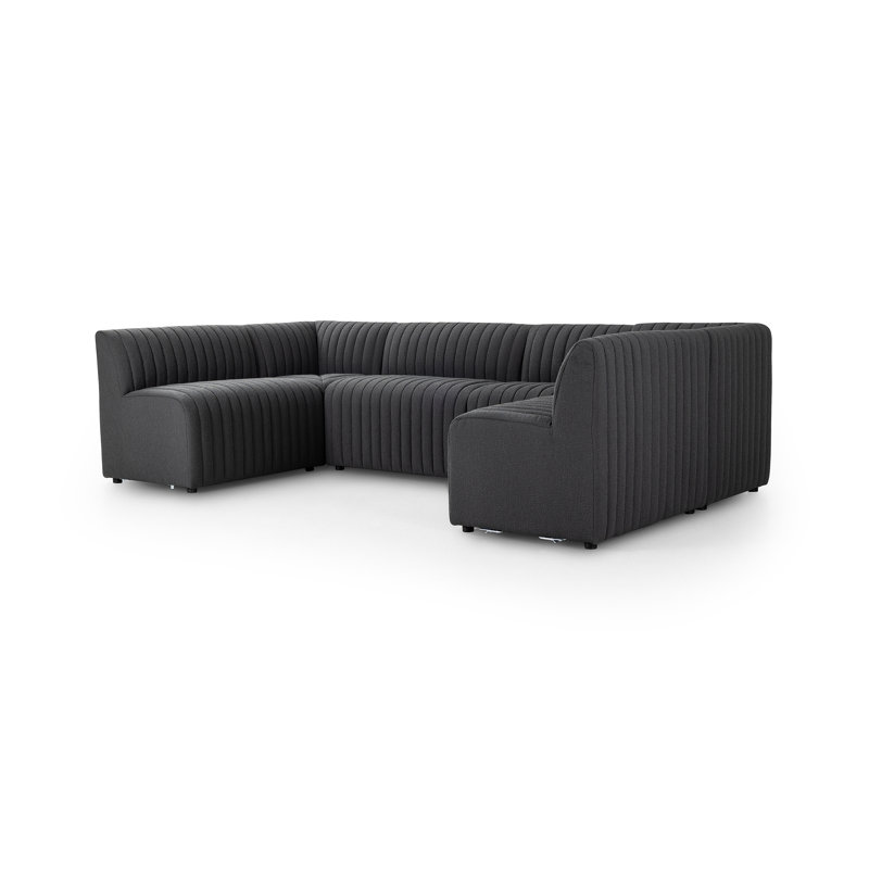 Canapé modulaire Brandt, Polyester gris anthracite, H 31,5 po x l 119,5 po x P 66,5 po