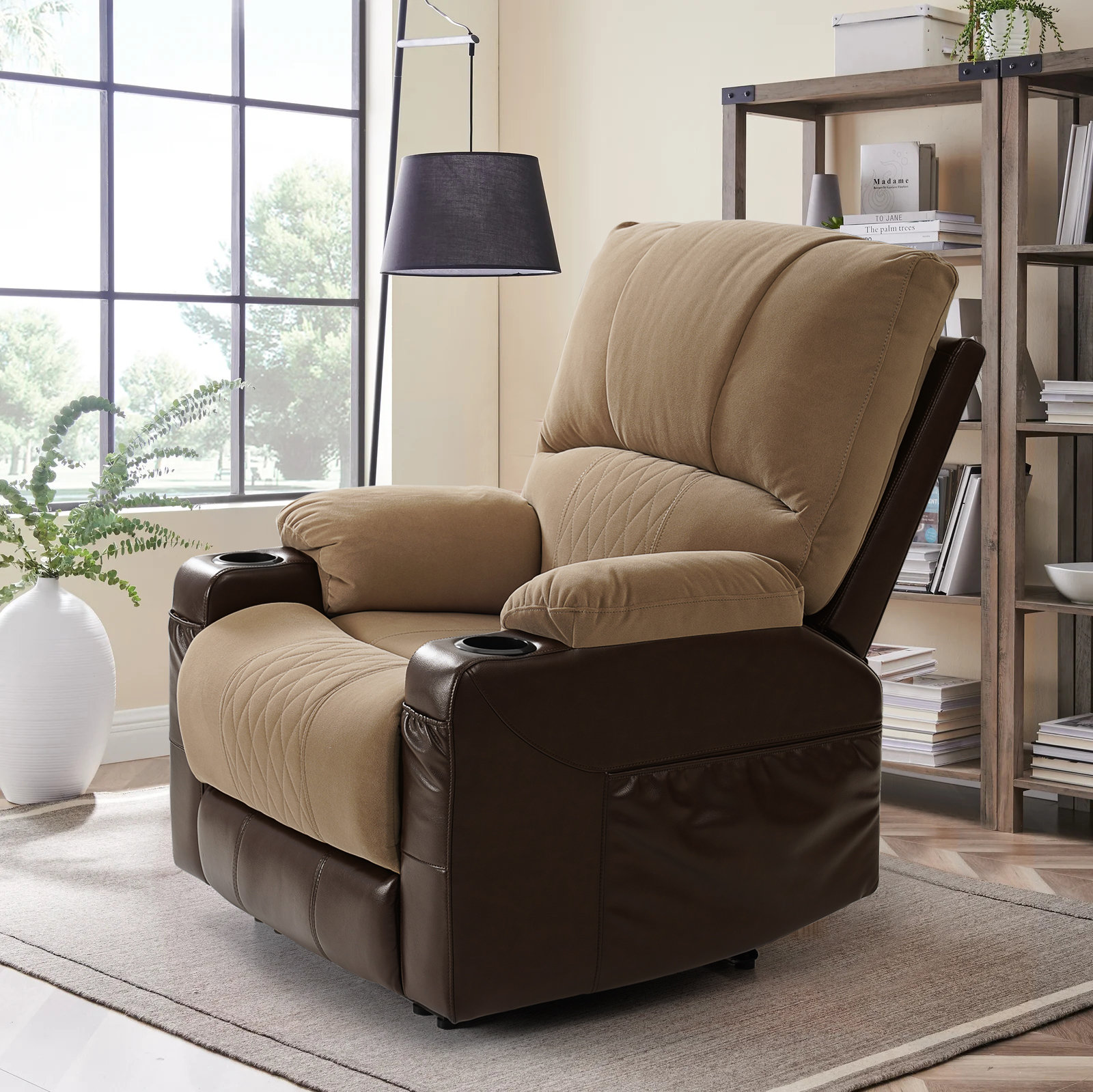 42 Wide Extra Large Microfiber Power Reclining Heated Massage Chair Latitude Run Fabric: Brown Faux Leather