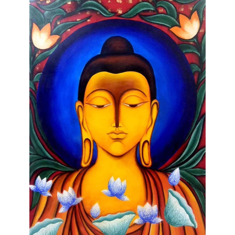 Antah Chetna - Bouddha | Technique mixte sur toile | Par Mohit Bhardwaj