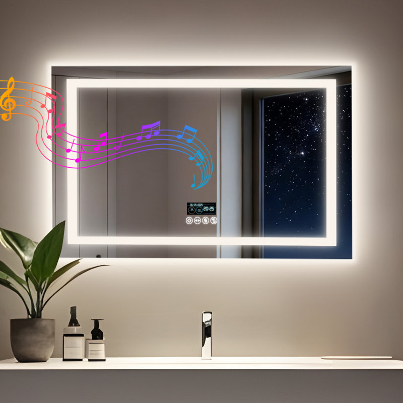 Rectangle Bluetooth Led Mirror, 60 cm H x 80 cm W