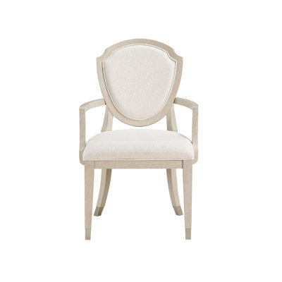 Olto  Dining Armchairs, Ivory Chenille, Light Oak Brown Wood, Dipped Legs