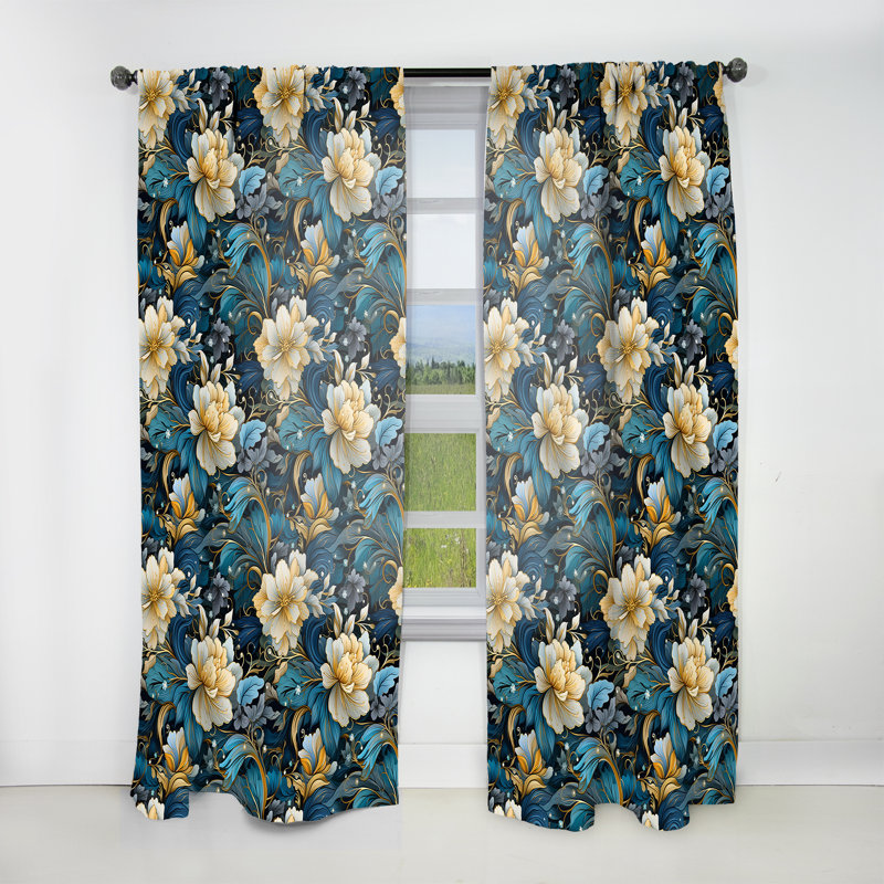 Ethereal Enchantment Paisley Pattern II - Glam Velvet Curtain - Room Darkening - 1 panel, 52" W x 63" L