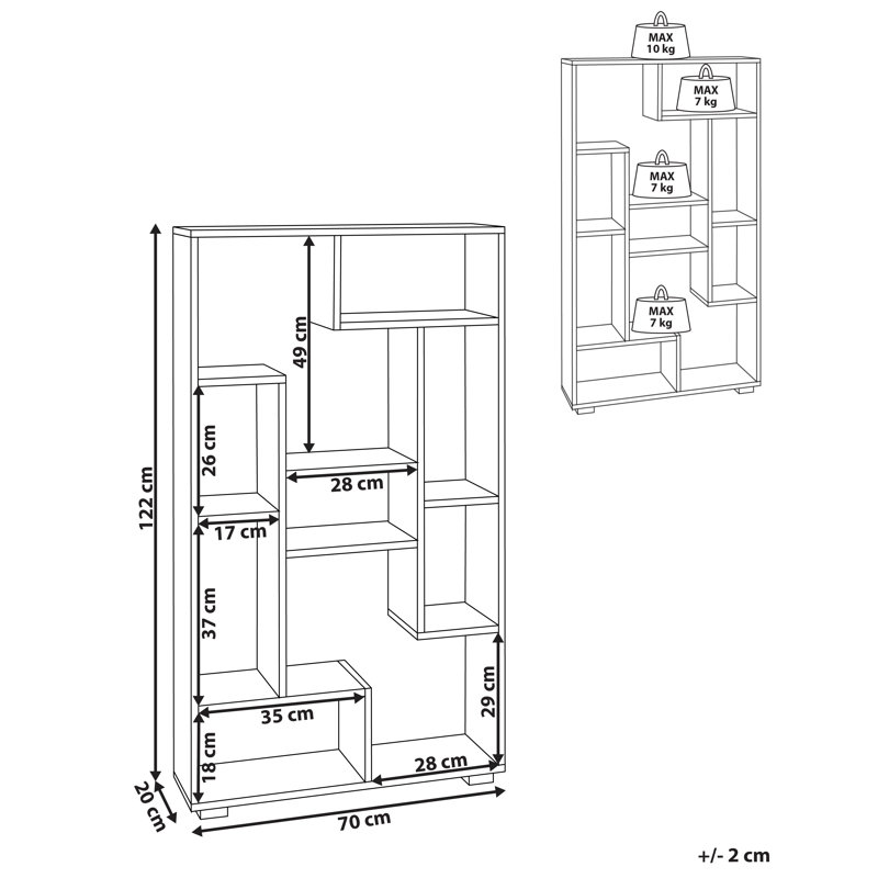 ALMA 122cm H x 70cm W Particle Board Bookcase, Black/Brown