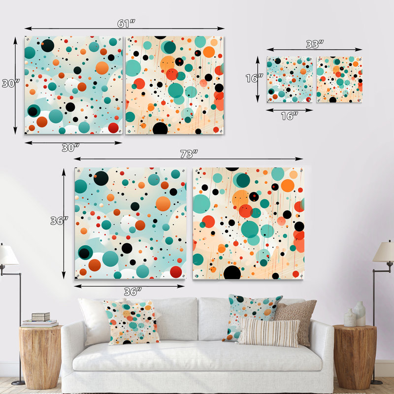 Chloi - Ensemble de 2 peintures murales abstraites en acrylique, H 16 po x l 33 po