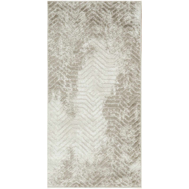 Tapis taupe moderne ivoire 2 pi x 4 pi Lafever, Tapis de couloir 2 pi x 4 pi