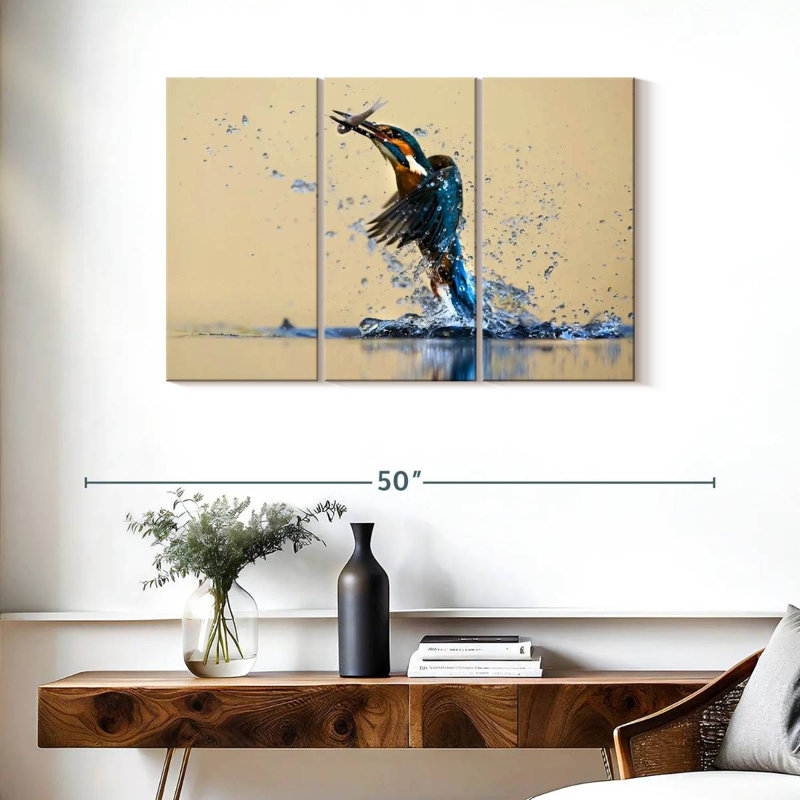 Brampt Blue Kingfisher, 24" H x 38" W
