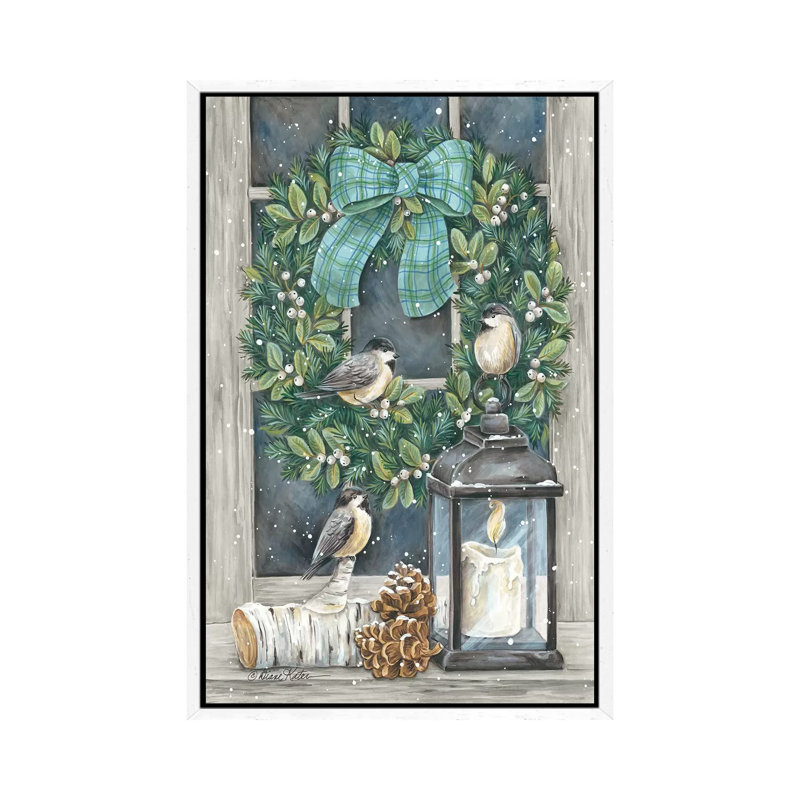 Winter Wreath by Diane Kater - Print on Canvas, 101.6 cm H x 66.04 cm W, White Framed
