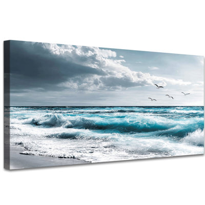 Impression sur toile océan, paysage marin, plage, paysage côtier, impressions sur toile encadrées, prêtes à accrocher, impressions pour salon, chambre à coucher, salle de bain, bureau, décor 12 x 24 16 x 32 20 x 40 24 x 48 30 x 60, 12 x 24 pouces