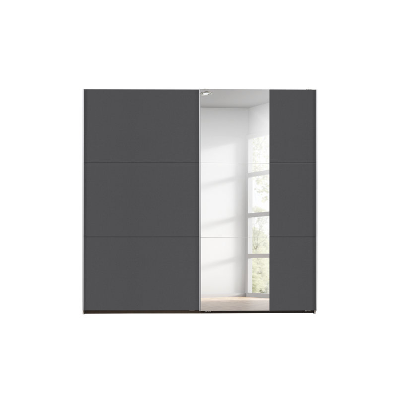 Santiago Wardrobe with Mirror and Three Different Equipment Options, 210cm H x 218cm W x 59cm D, Grey Metallic with Mirror