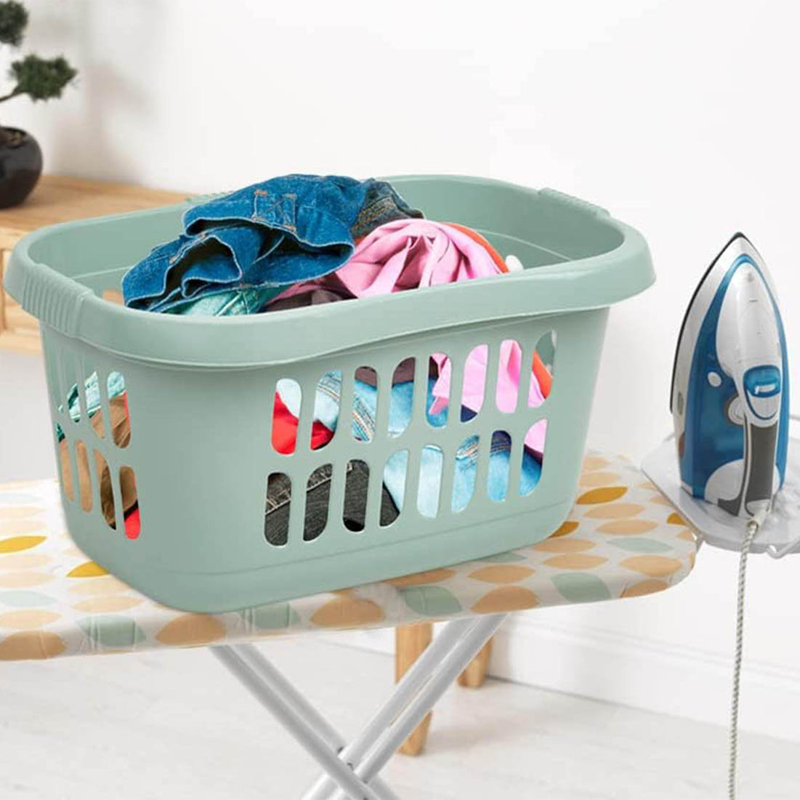 Plastic Laundry Hamper, Silver Sage