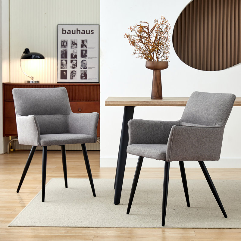 Brooklyn 48.5cm H Linen Upholstered Metal Armchair, Grey