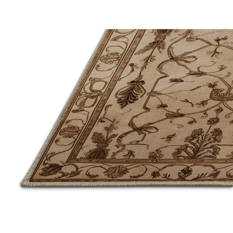 Tapis brun français lavable à la machine, Carré 7 pi