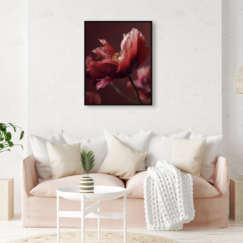 Merlot Blush Blossom II Print by Oliver Gal, 21"H x 25"W, Black Floater Frame
