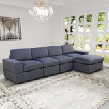 Liam 138" Wide Dark Grey Microfiber Reversible Modular Sectional