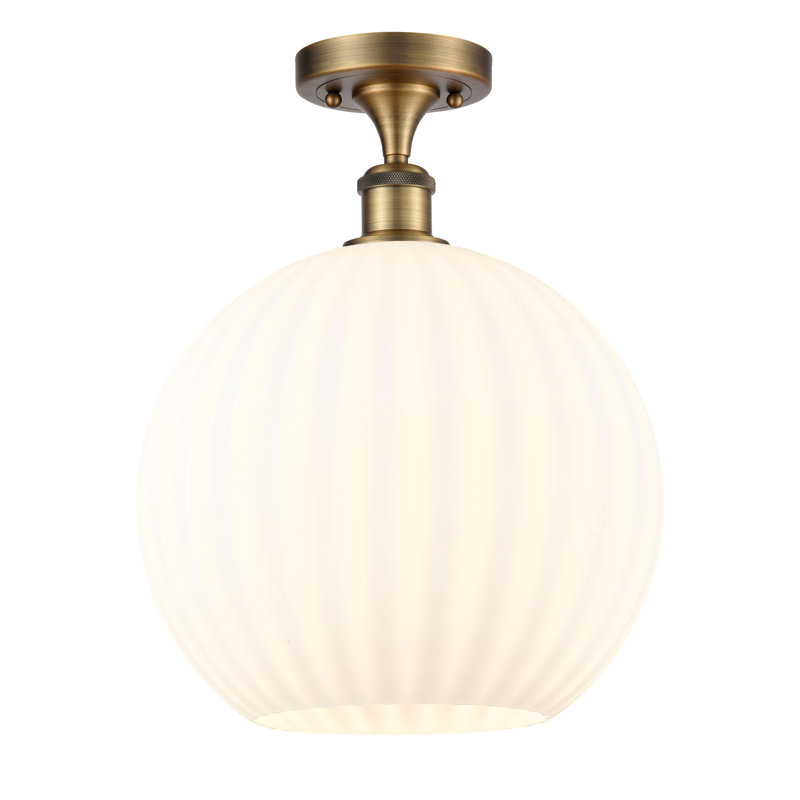 Plafonnier semi-encastré 1 lumière Ballston - Adriao, Laiton brossé, H 14,75 po x l 12 po x P 12 po