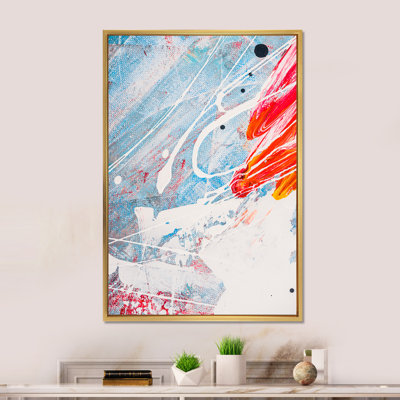 Blue and Red Color Splatters - Picture Frame Print on Canvas