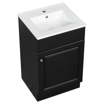 Meuble-lavabo avec lavabo, meuble-lavabo avec tablette de porte et tablette réglable Damore