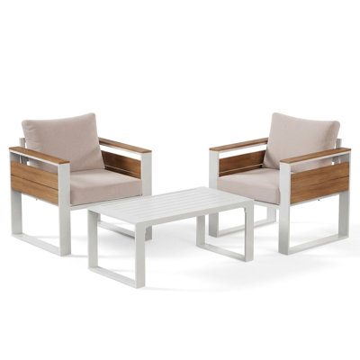 2-Piece Aluminum Patio Set With Coffee Table, Armchair Conversation Set
