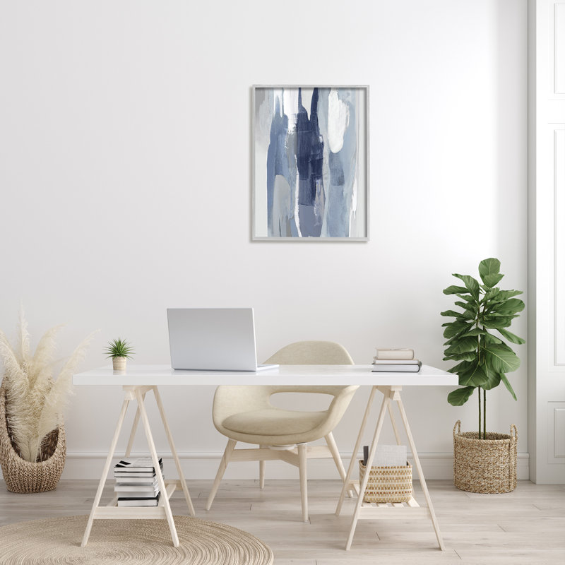Couches de bleu et de blanc - Peinture sur toile, H 30 po x l 24 po x 1,5 po, Estampe numérique Farmhouse