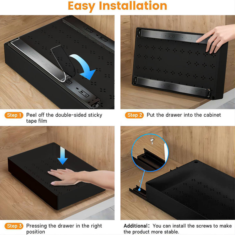 Pull Out Kitchen Storage Slide Out Drawer for Cupboard Pull Out Shelf Kitchen Storage Drawer, 7cm H x 18cm W x 40cm D