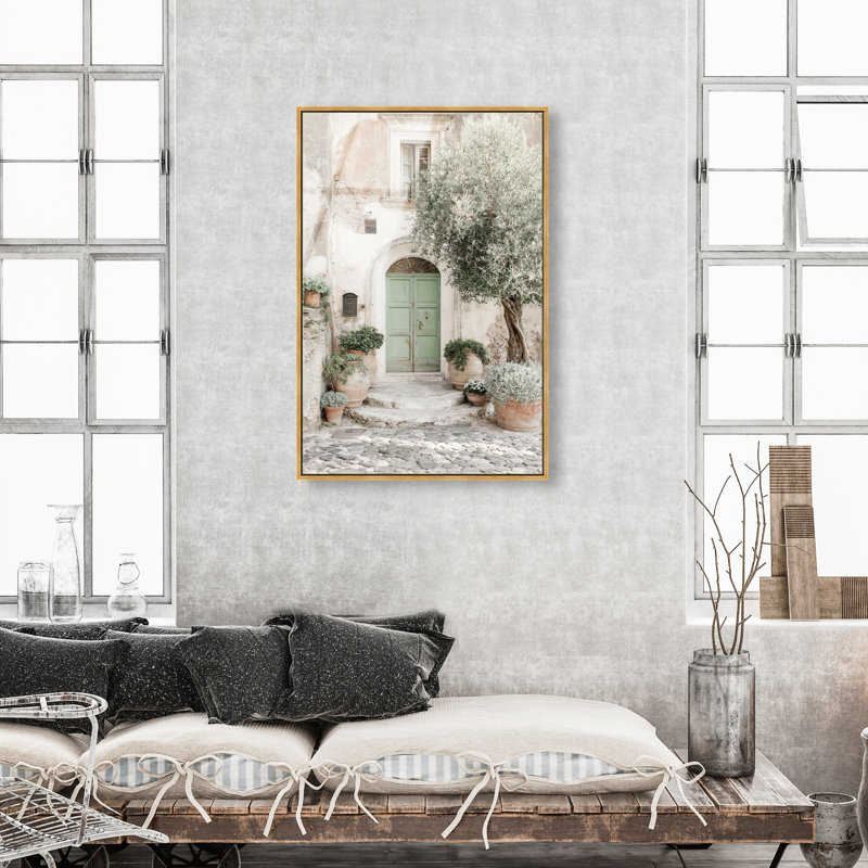 Mint Door I High-Gloss Frameless Acrylic Glass Wall Art Architecture Print by Oliver Gal, Ready to Hang, 10 x 15, 11"H x 16"W