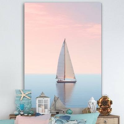 " Coastal Calm Pink Sailboat Photo II "