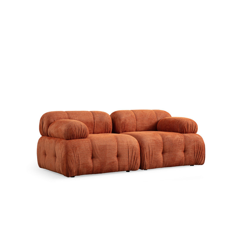 Élégant canapé 2 places, orange, 74,8 x 37,4 x 29,5 pouces | Structure durable en bois de hêtre et en carton, tissu doux 100% polyester | Support confortable pour le dos en mousse et en silicone 28 | Mobilier de salon moderne