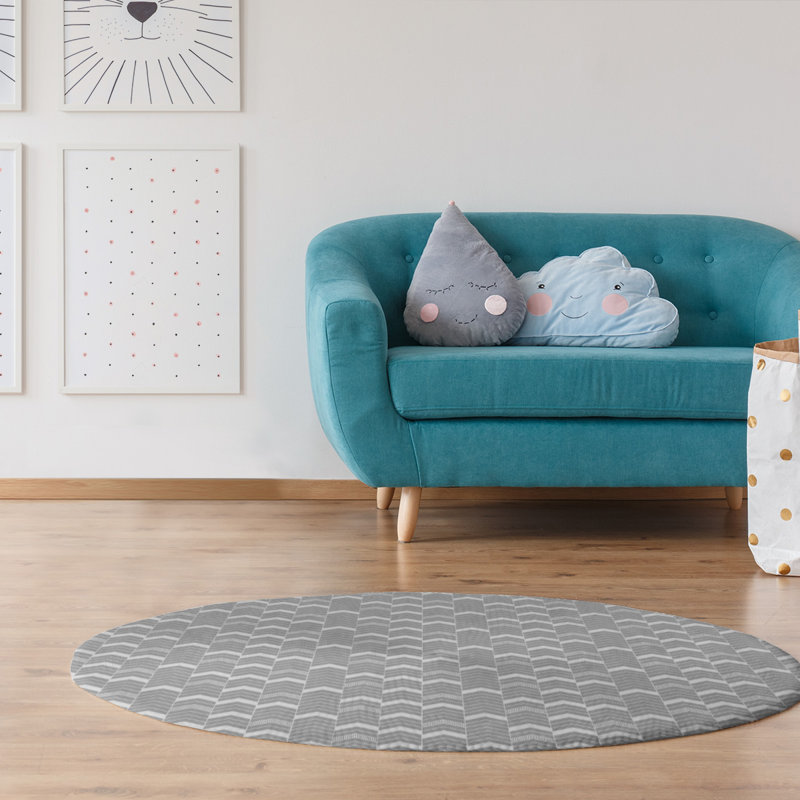 Chenille Chevron Indoor Rug, Round 5'