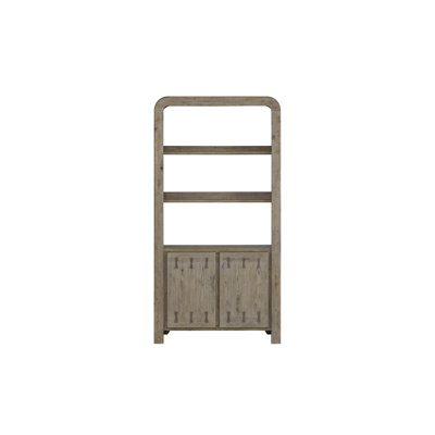 Zina Bowtie Bookcase with Cabinet Storage – English Knotty Oak