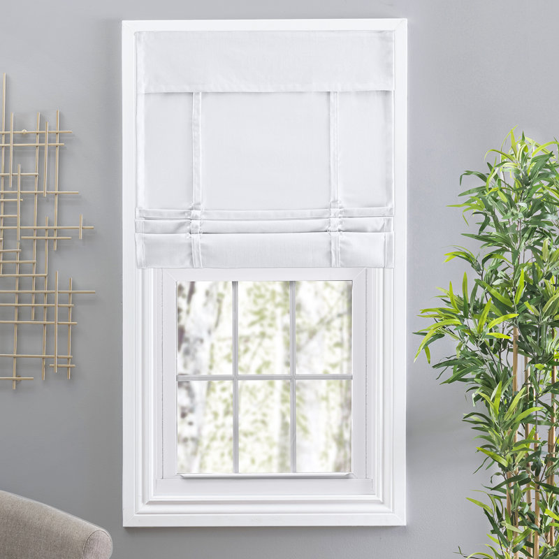 Semi Sheer Roman Shade, White, 40" W x 64" L