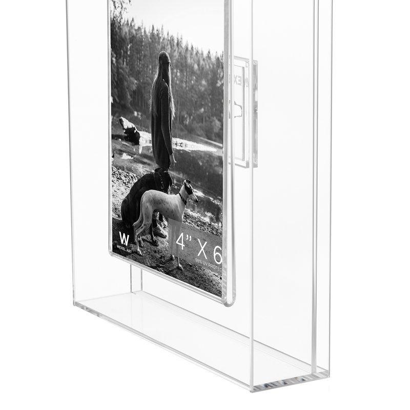 Float Frame for Tabletop or Wall with Magnetic Photo Holder, 4" x 6", Clear