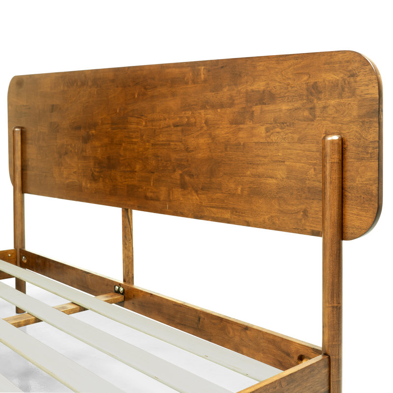 Laboy Solid Wood Bed Frame with Headboard, Solid Wood Platform Bed 800 lbs Capacity, No Box Spring Needed, Non-Slip Noise-Free, 5 Years Warranty