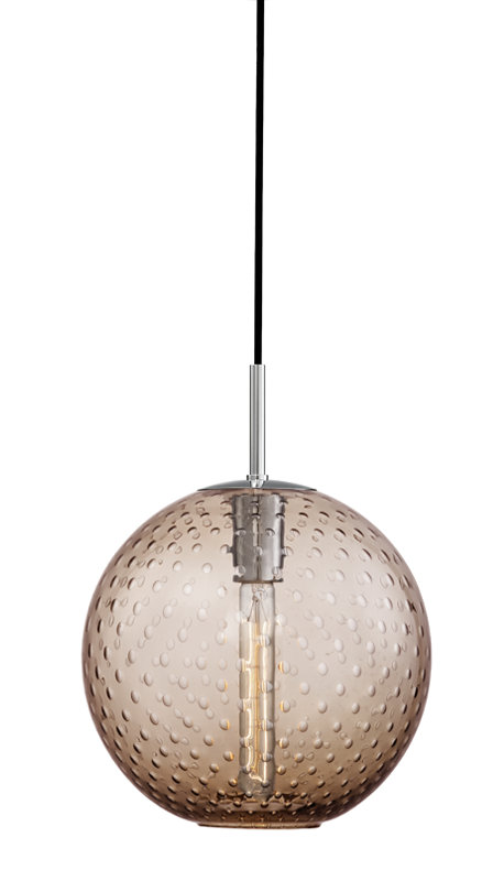 Rousseau 1 Light Pendant, 7.75" H X 6" W X 6" D, Blue, Polished Chrome