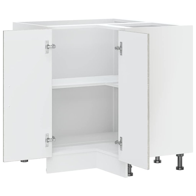 Kitchen Corner Base Cabinet Lucca High Gloss Engineered Wood, Grey Sonoma