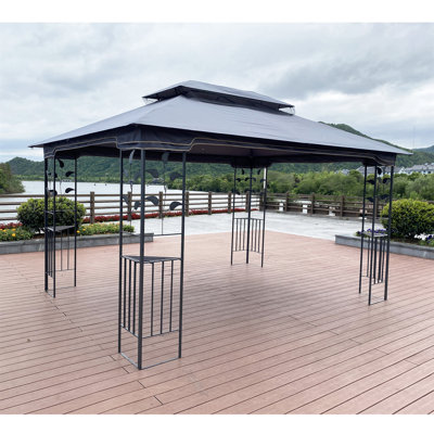 Tente de pavillon de jardin 13x10 avec toit double ventilé et moustiquaire (moustiquaire amovible sur tous les côtés), convenant à la pelouse, au jardin, à la cour et à la terrasse