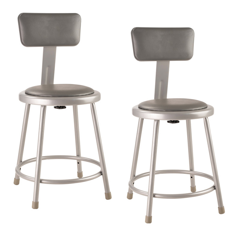 Backed Ergonomic Industrial Stool Footring, Gray, 18"