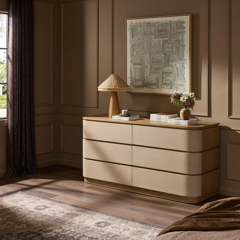 Mariella 6 Drawer Dresser-Beige Painted Linen