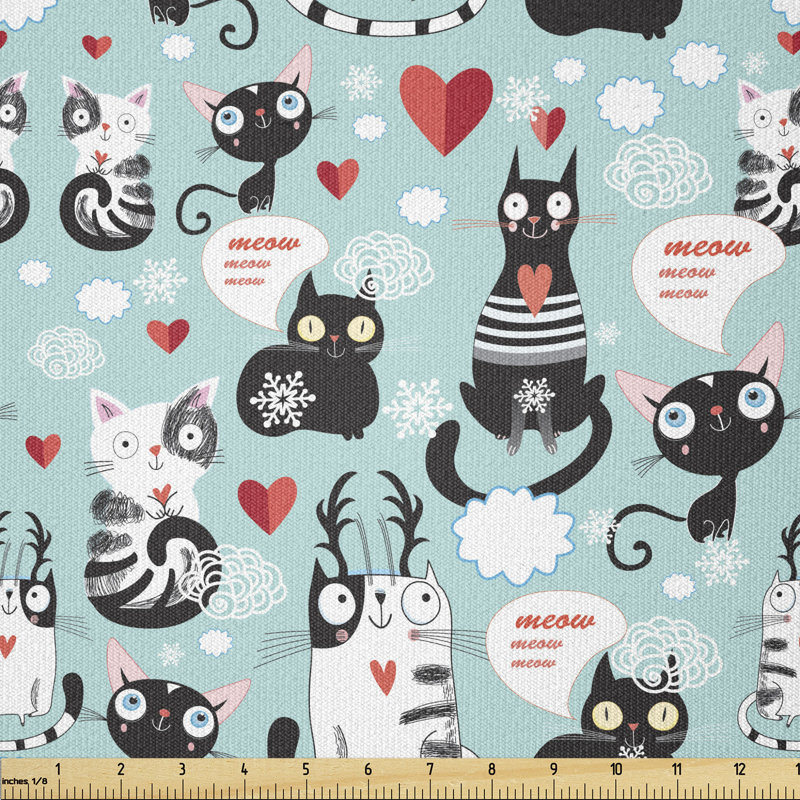 Deptula Cats Among Hearts Daydreaming Kitties Cat Ears Multi-Purpose Fabric