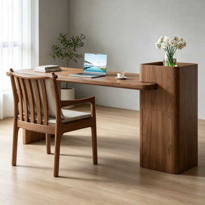 Bureau en bois massif avec armoire latérale