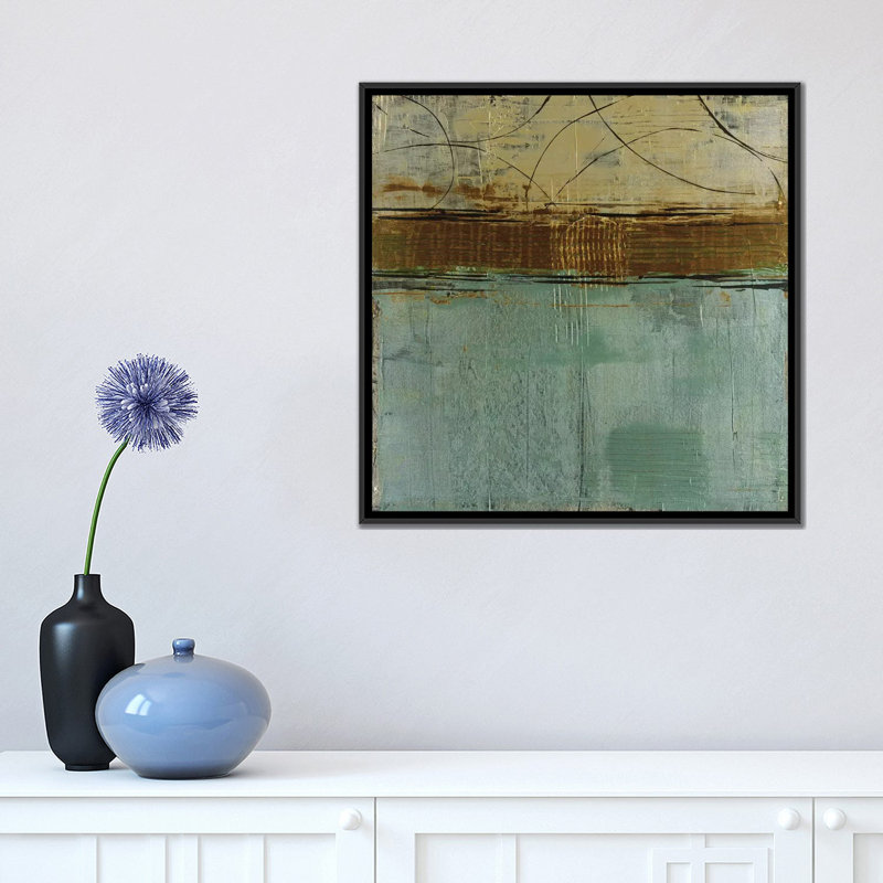 « cool blue canyon », impression sur toile, H 18 po x l 18 po x P 1,5 po, Toile avec cadre noir, Pas de tapis