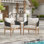 Fauteuil club d'extérieur en bois d'acacia Verona, bois naturel, coussin beige, corde noire