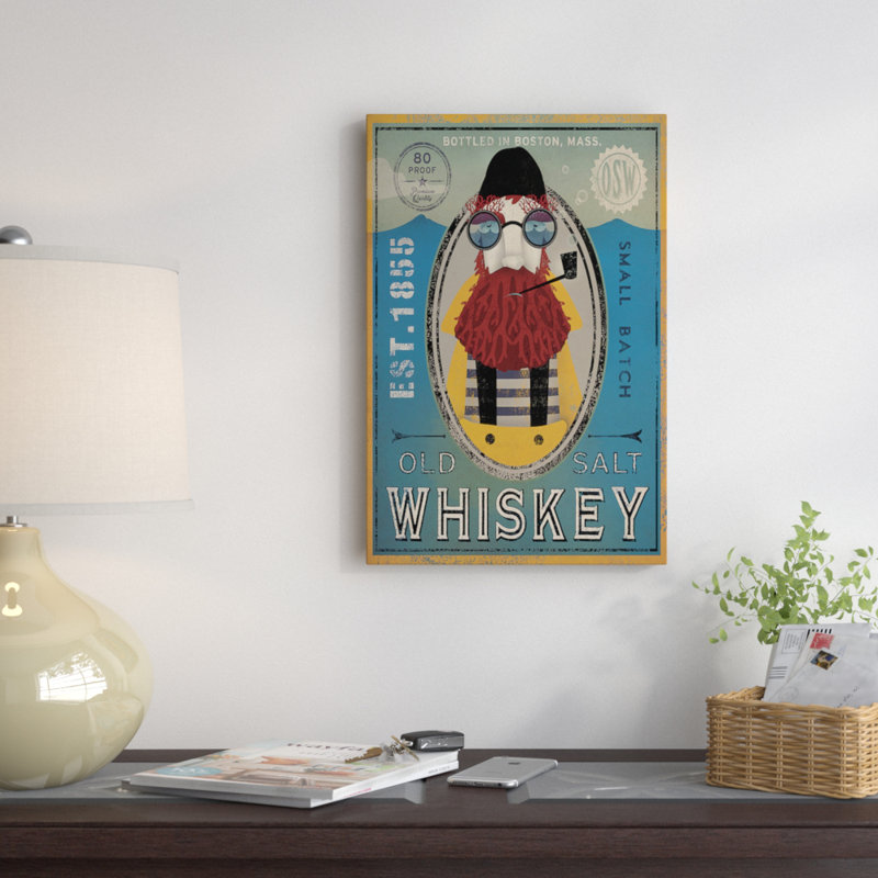 Vieux sel, affiche rétro sur toile tendue pêcheur iv, H 12 po x l 18 po x P 1,5 po