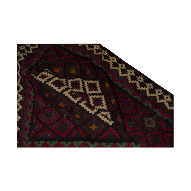 Hand-Knotted High-Quality Red and Black Area Rug