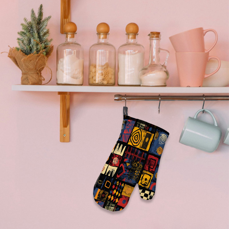 Sergé de coton brillant Ikat Oven Mitt