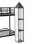 Lit superposé simple en métal en forme de château avec garde-robe et multiples rangements, blanc-250775204