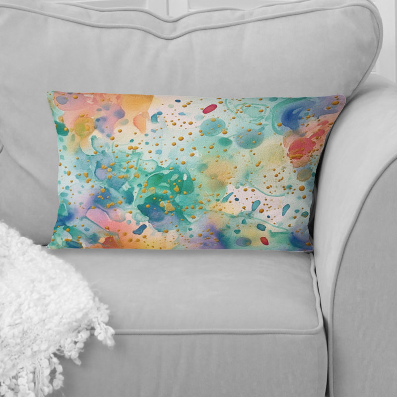 Coussin décoratif imprimé géométrique vert et doré I - Green And Gold