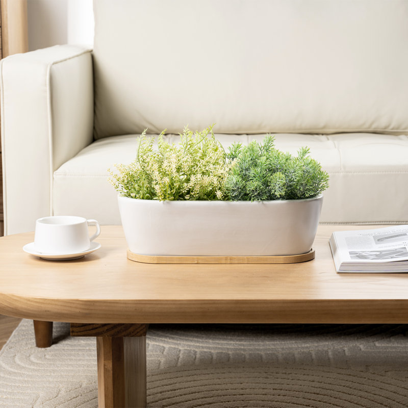 Pot de fleurs d'intérieur en céramique, Blanc / Brun