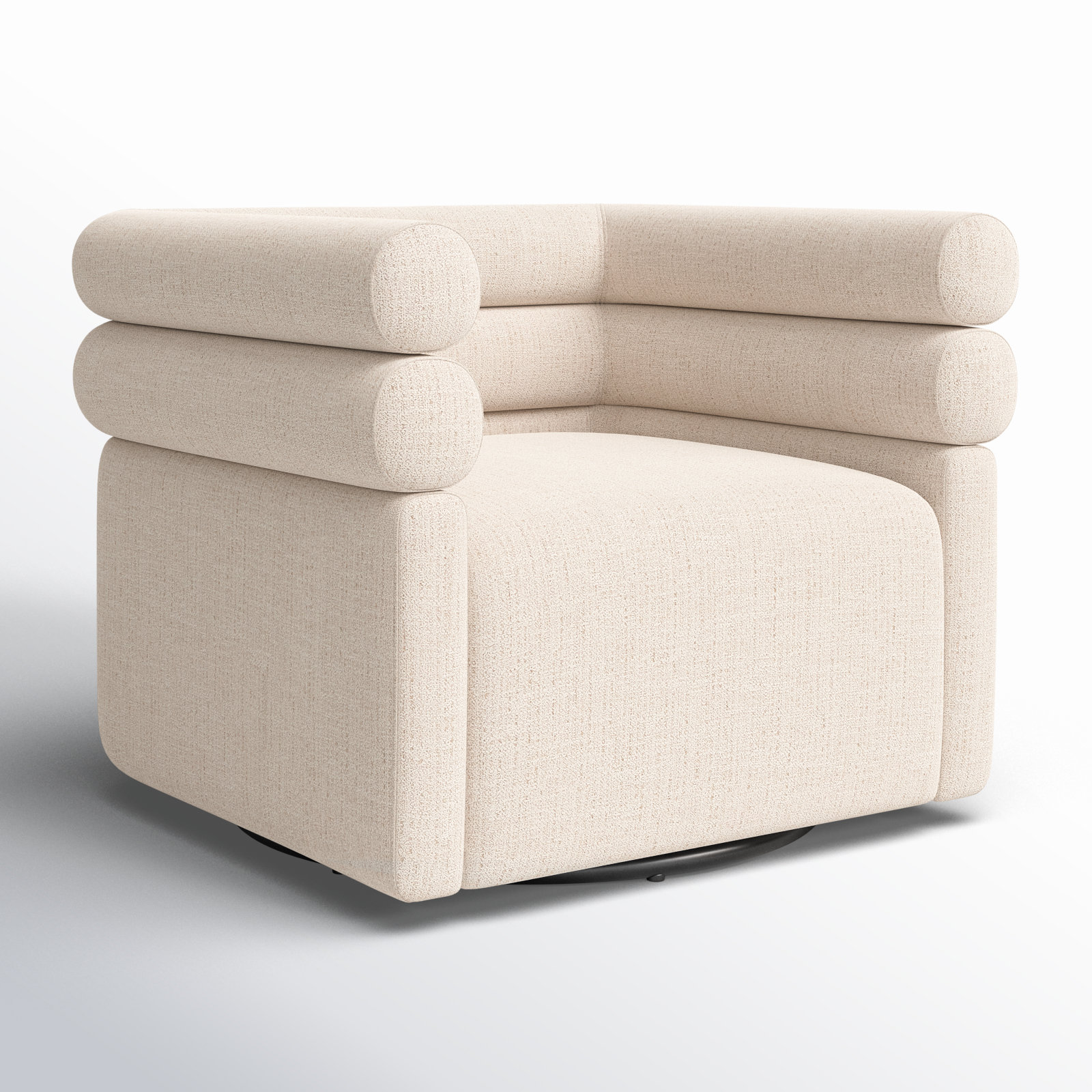 Arve Swivel Armchair, Cream Polyester Blend